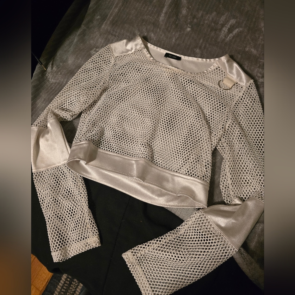 White Fishnet  Crop Top